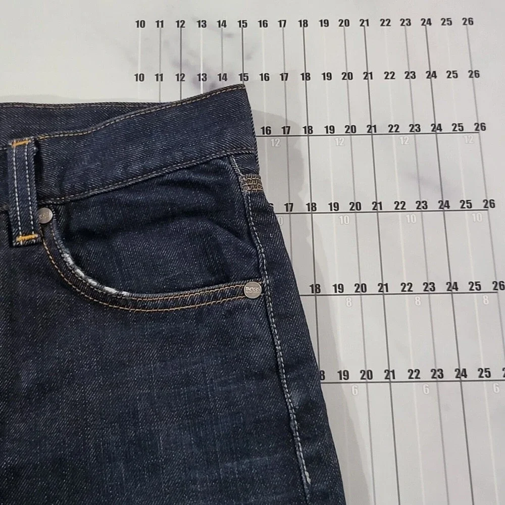 Hugo Boss Jeans Mens 30x28 Blue Alabama Dark Relaxed Straight Designer Tag 30x32